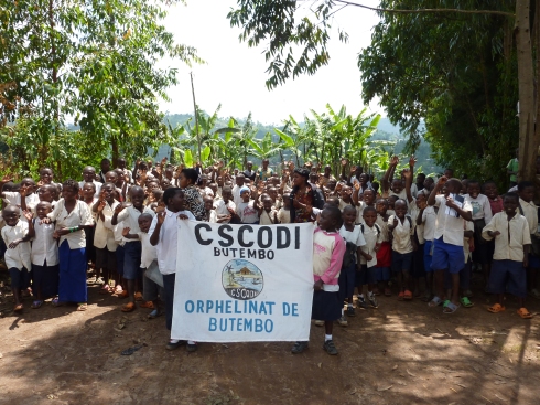 Being welcomed at the CSCODI school for orphans, Butembo