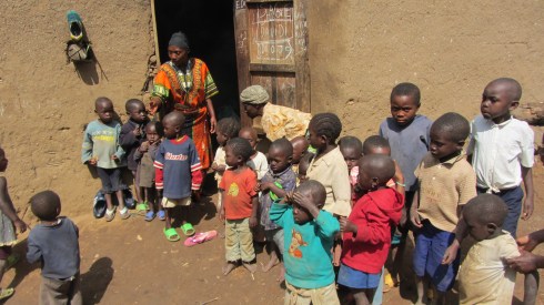 Congolese orphans being lined up to meet us