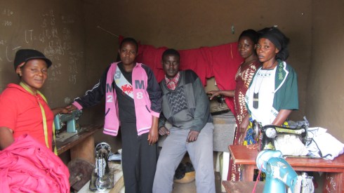 Butembo students learning to sew