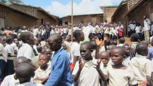 Lining up to meet us at Muti wa Nzuki School for Orphans Dec 2011