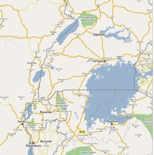 Map of Eastern Congo.  Beni is in the northern portion of North Kivu.  Bunia is in Orientale province.