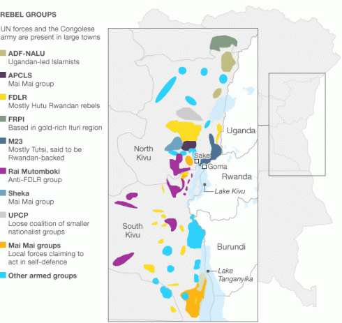 Rebel Groups in Eastern Congo (2012 UN map)