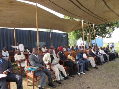 Guests at the Wood Campus cornerstone laying
